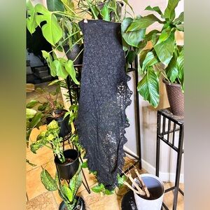 Black asymmetrical, swimsuit, cover-up dress